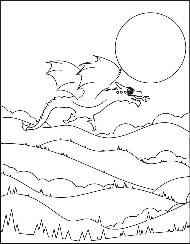 dragon coloration pages pour des gamins vecteur