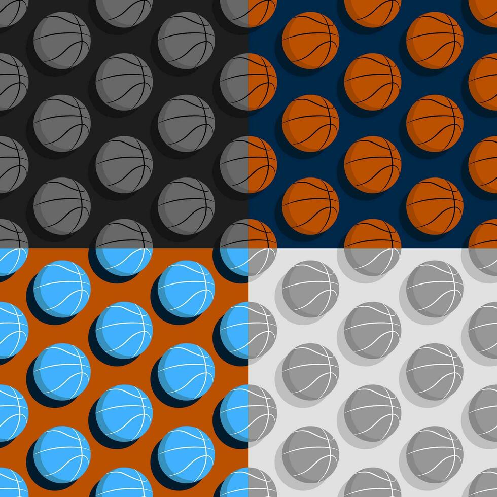 ensemble de sans couture motifs avec basketball des balles. équipe des sports, actif mode de vie. ornement pour décoration et impression sur tissu. conception élément. vecteur