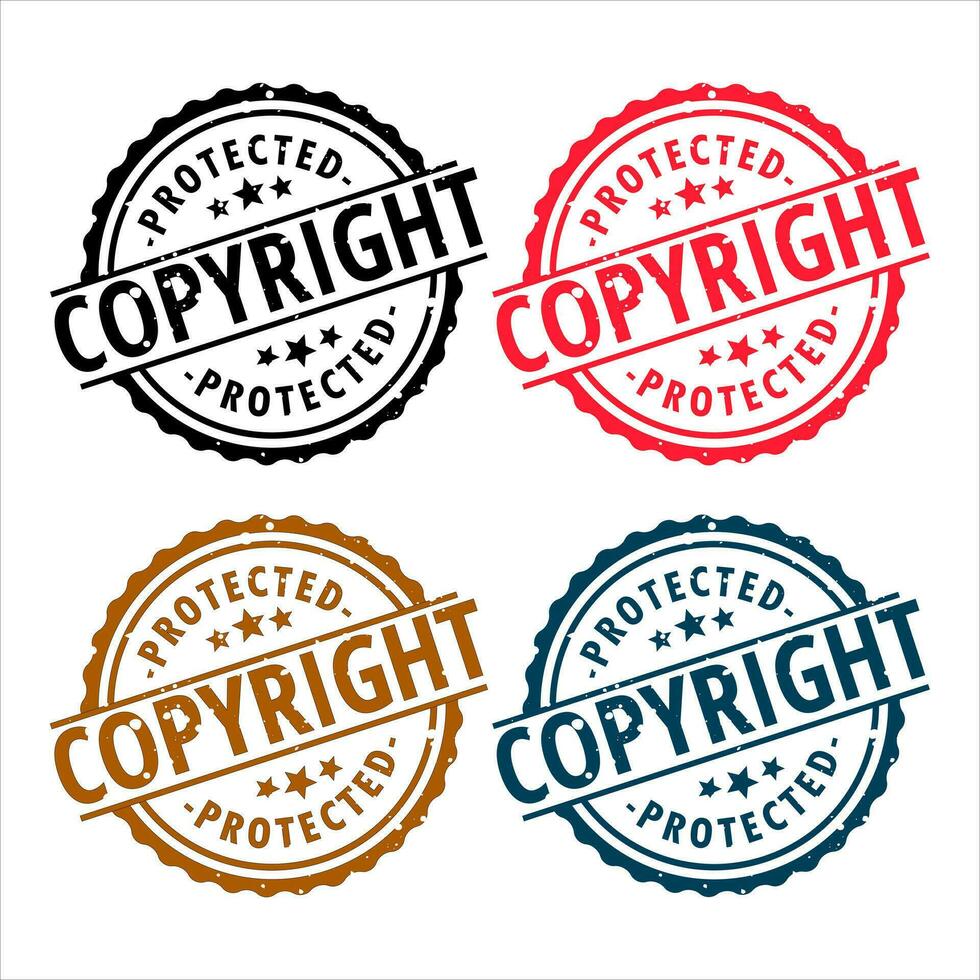 droits d'auteur joint intellectuel propriété protégé badges collection dans papier texture isolé vecteur