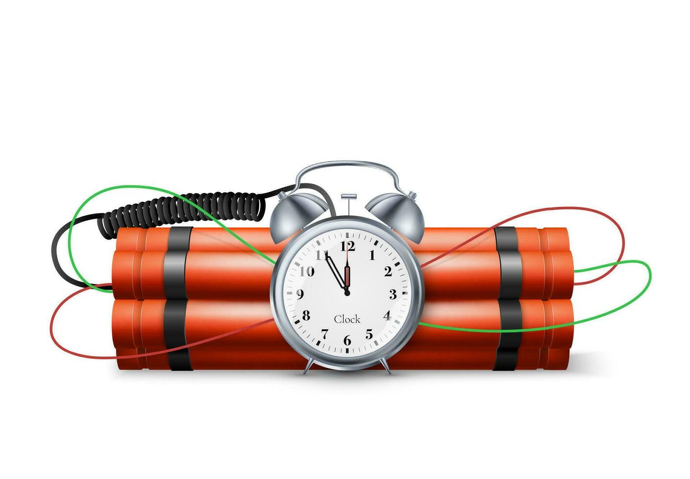 dynamiter bombe avec compte à rebours horloge. militaire exploser rouge arme. vecteur illustration isolé sur blanc