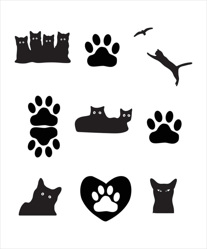 chat silhouette vecteur paquet