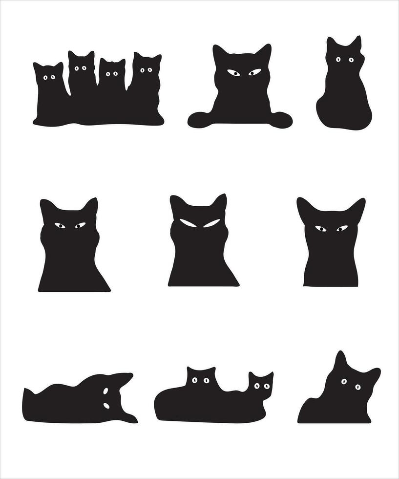 chat silhouette vecteur paquet