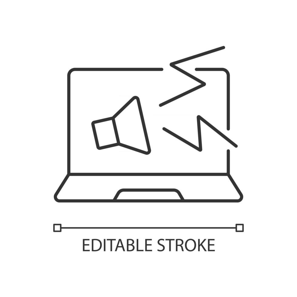 l'ordinateur fait des bruits étranges icône linéaire vecteur