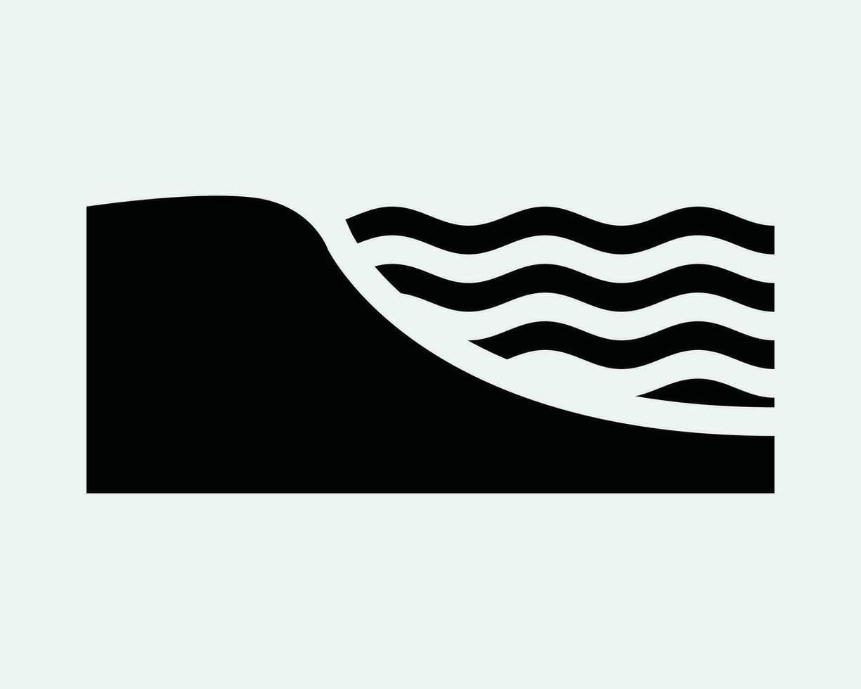 côte icône. plage côtier vague l'eau mer océan vagues bord de mer rivage rive. noir blanc signe symbole illustration ouvrages d'art graphique clipart eps vecteur