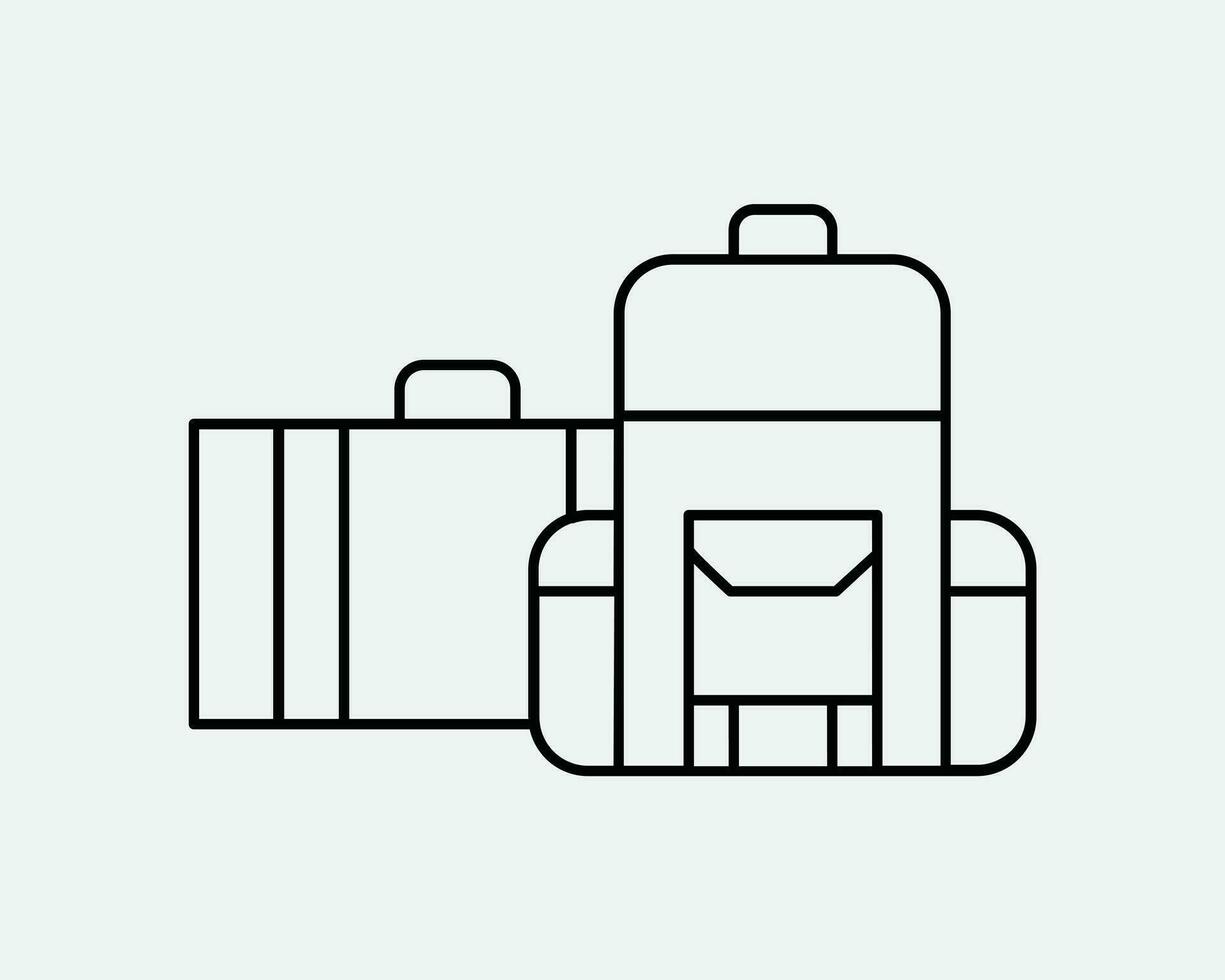 bagage mince ligne icône. valise Sac à main Voyage linéaire symbole. Voyage vacances ordinateur de poche manipuler chariot signe. vecteur graphique illustration clipart cricut