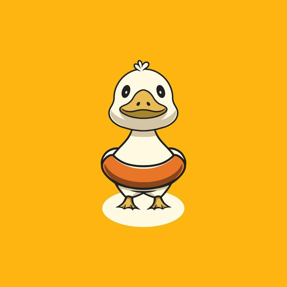 mignonne canard nager dessin animé illustration vecteur