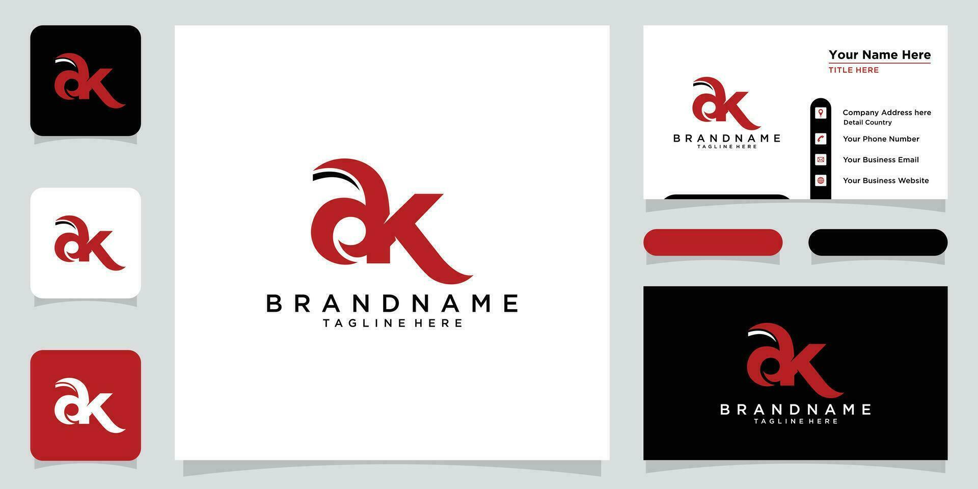 ak ou ka initiales monogramme lettre texte alphabet logo conception prime vecteur