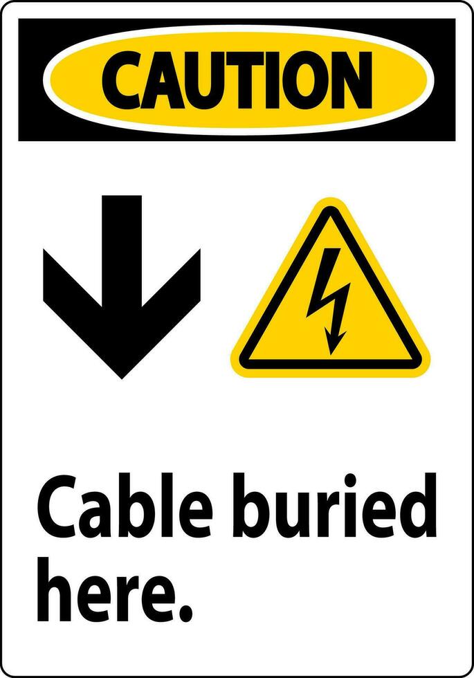 mise en garde signe câble enterré ici. avec vers le bas La Flèche et électrique choc symbole vecteur