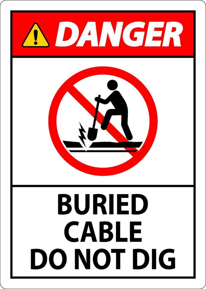 danger signe enterré câble, faire ne pas creuser sur blanc Contexte vecteur
