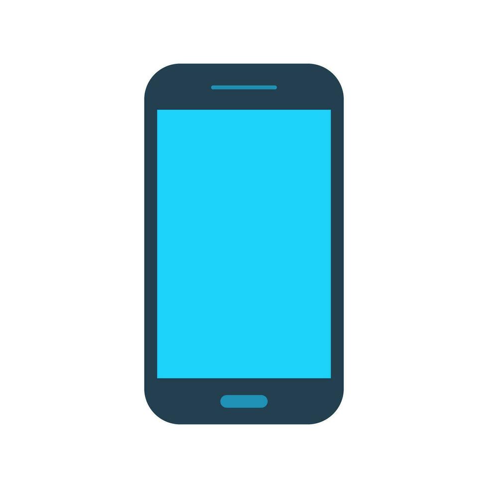 plat mobile téléphone bleu Couleur icône isolé vecteur illustration