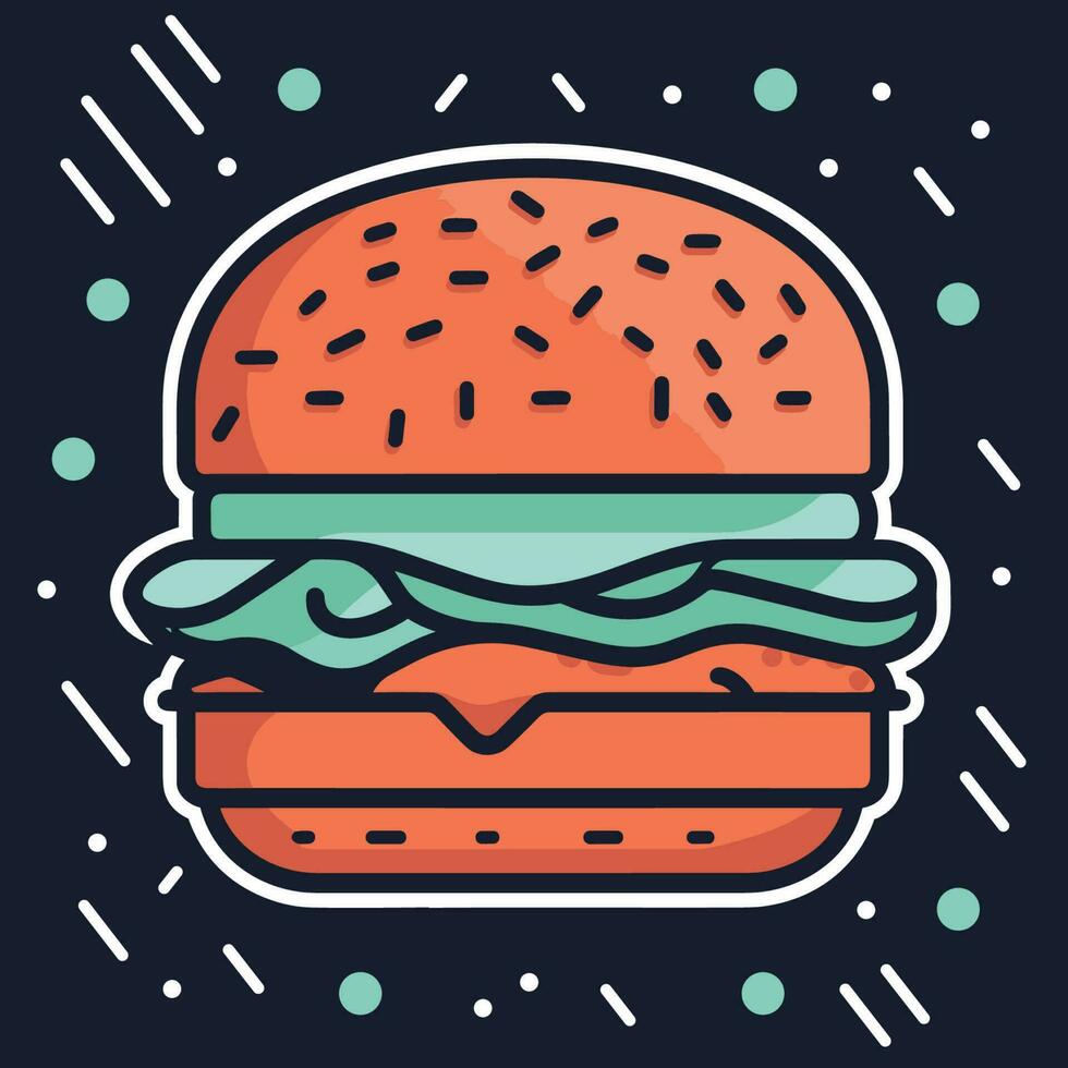 vecteur de une unique et coloré Hamburger sur une lisse noir toile de fond