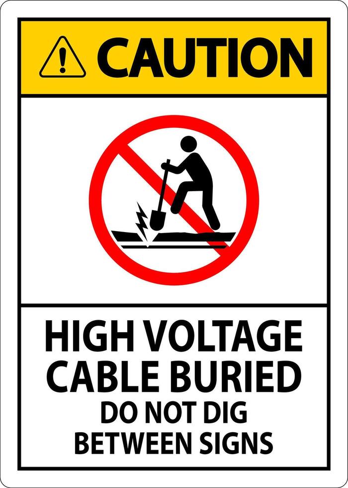 mise en garde signe haute Tension câble enterré. faire ne pas creuser entre signe vecteur