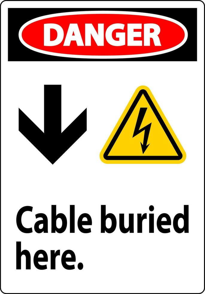 danger signe câble enterré ici. avec vers le bas La Flèche et électrique choc symbole vecteur