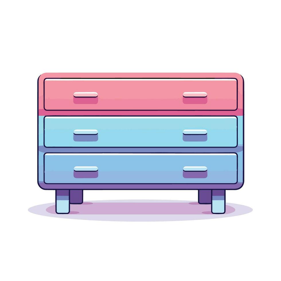 vecteur de une coloré empilés une commode avec une vibrant mélanger de bleu, rose, et violet teintes