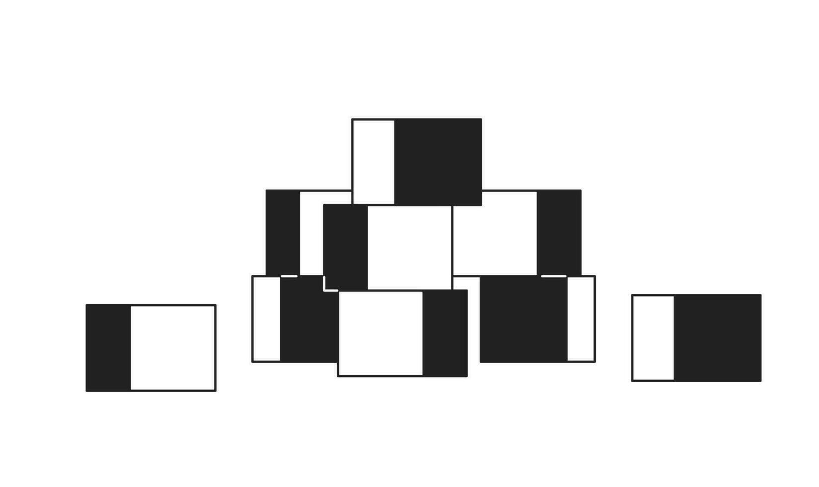 cubes dans Jardin d'enfants monochrome plat vecteur objet. pyramide bâtiment dans enfance. construction. modifiable noir et blanc ligne icône. Facile dessin animé agrafe art place illustration pour la toile graphique conception