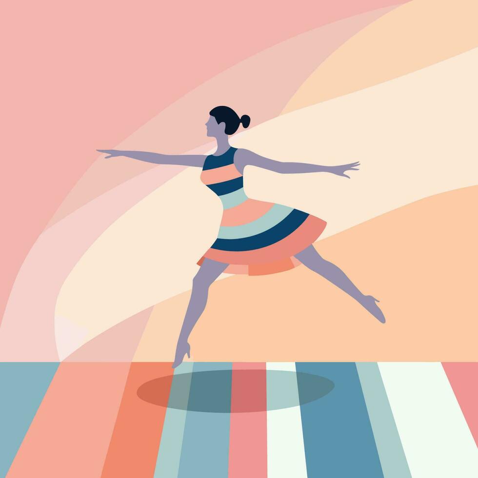 vecteur de une vibrant et énergique Danse performance par une femme dans une coloré robe