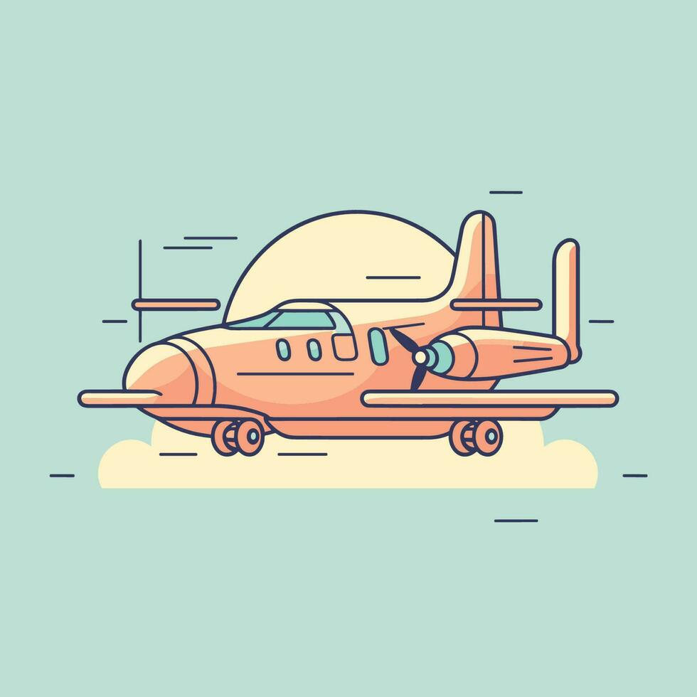 vecteur de une vibrant Orange avion planant par le clair bleu ciel