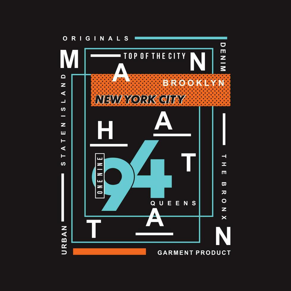 Manhattan texte cadre, graphique mode style, t chemise conception, typographie vecteur, illustration vecteur