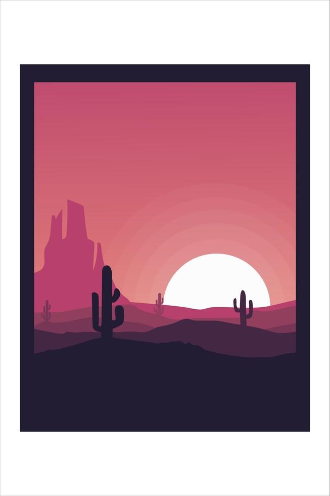 tee shirt desert cactus by night paysage vecteur