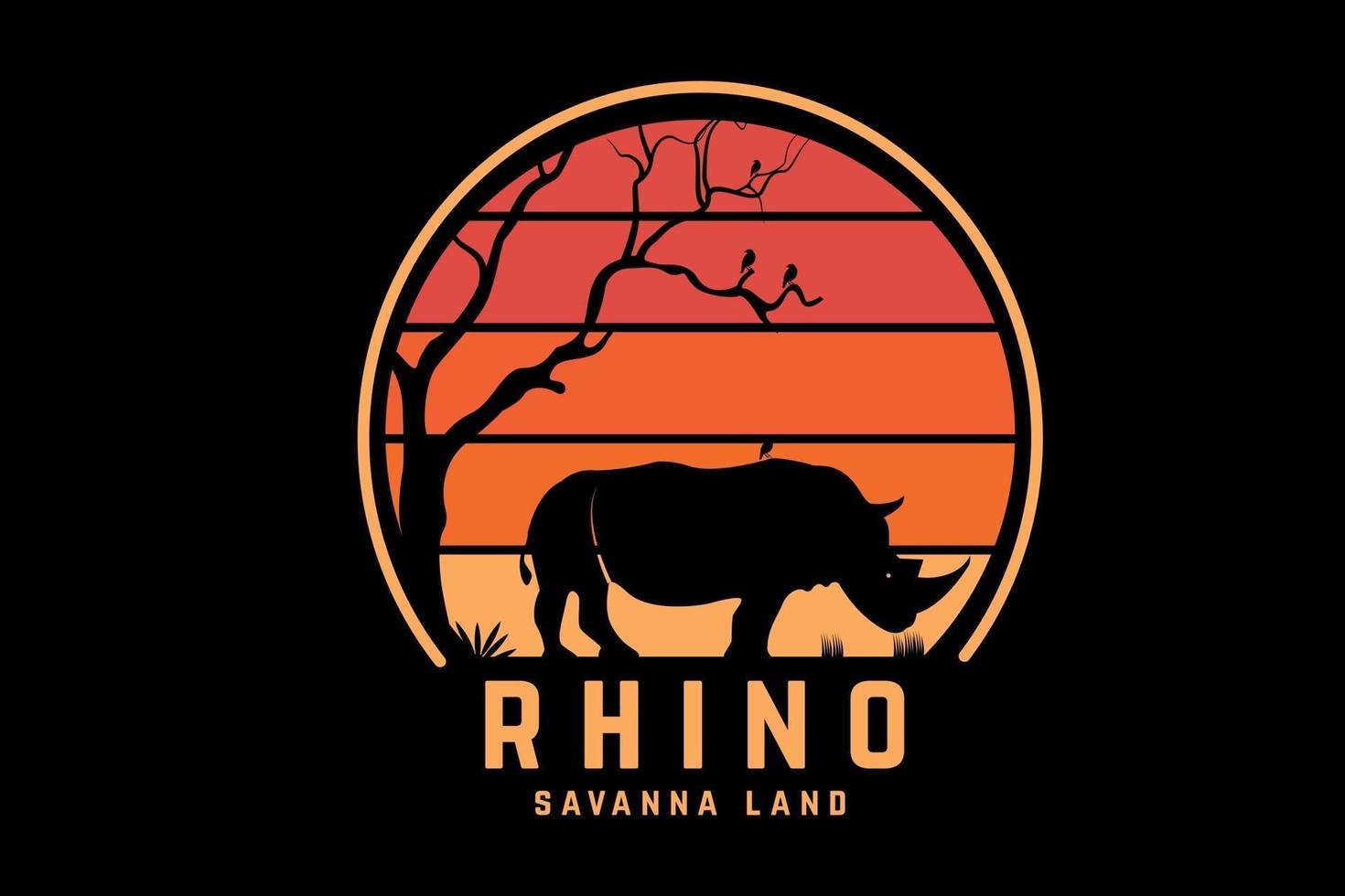 rhinocéros savane terre couleur orange et jaune vecteur