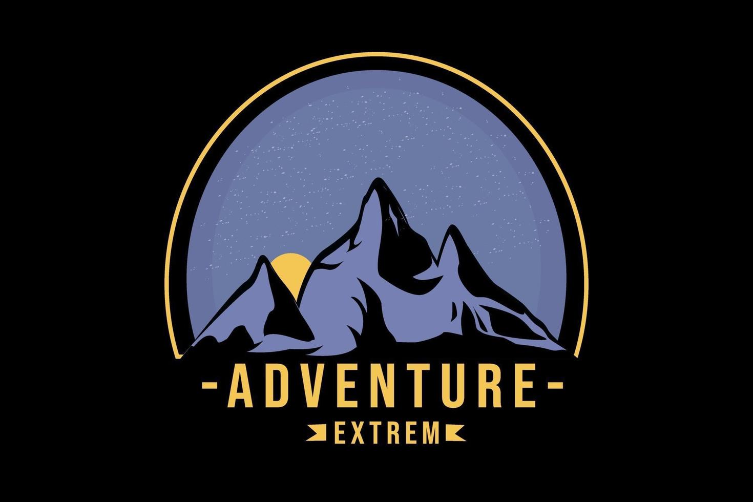 tee shirt aventure extreme couleur violet et jaune vecteur