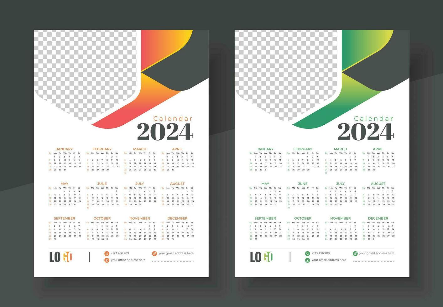 impression prêt un page mur calendrier modèle conception pour 2024, la semaine départs sur dimanche calendrier conception 2024, la semaine départs sur dimanche calendrier conception 2024 vecteur