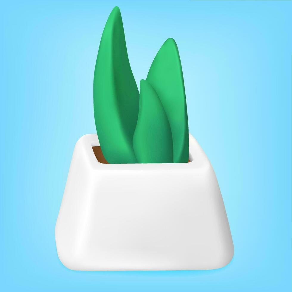 icône 3d plante plantes succulentes dans blanc pot de fleur vecteur