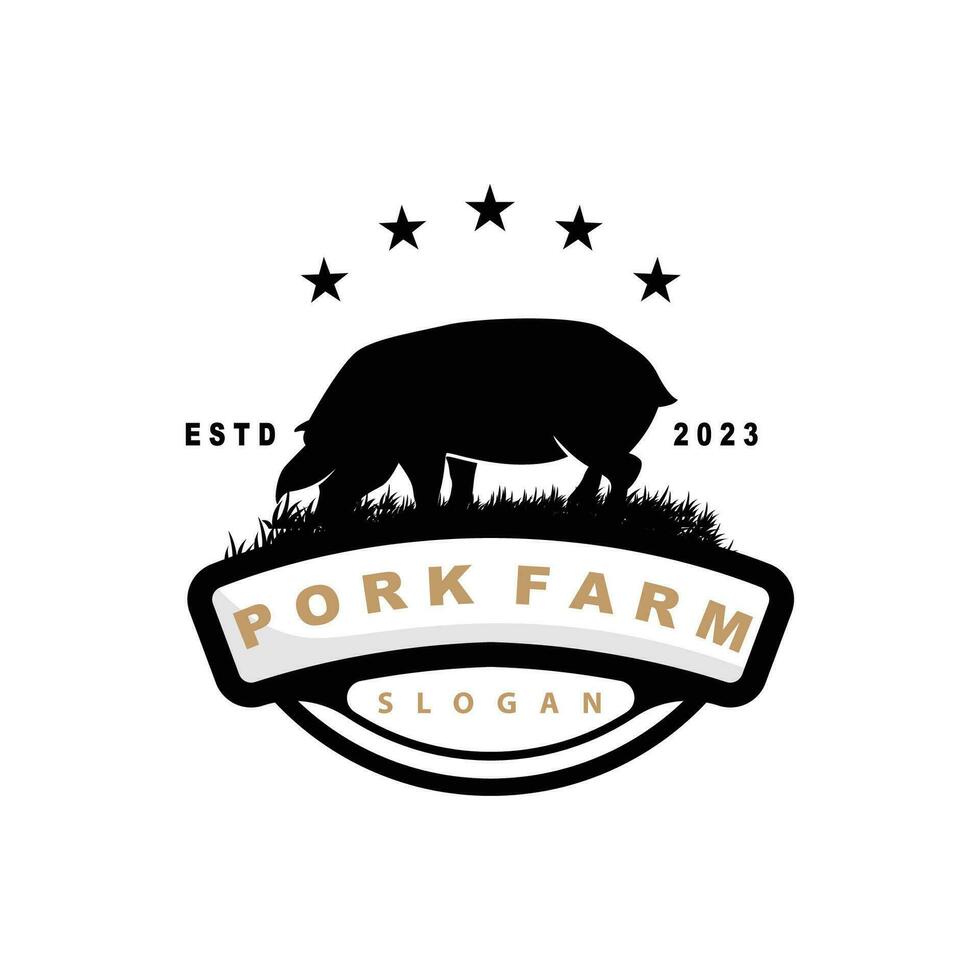 porc logo, grillé porc porc Facile rustique timbre, bétail bétail vecteur, un barbecue barbecue emblème badge ancien conception inspiration vecteur