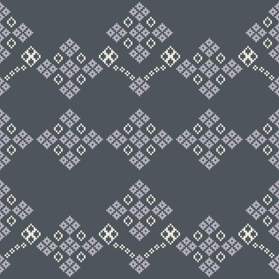 ethnique géométrique en tissu modèle traverser point.ikat broderie ethnique Oriental pixel modèle vert gris Contexte. abstrait, vecteur, illustration. texture, vêtements, cadre, décoration, motifs, soie fond d'écran. vecteur