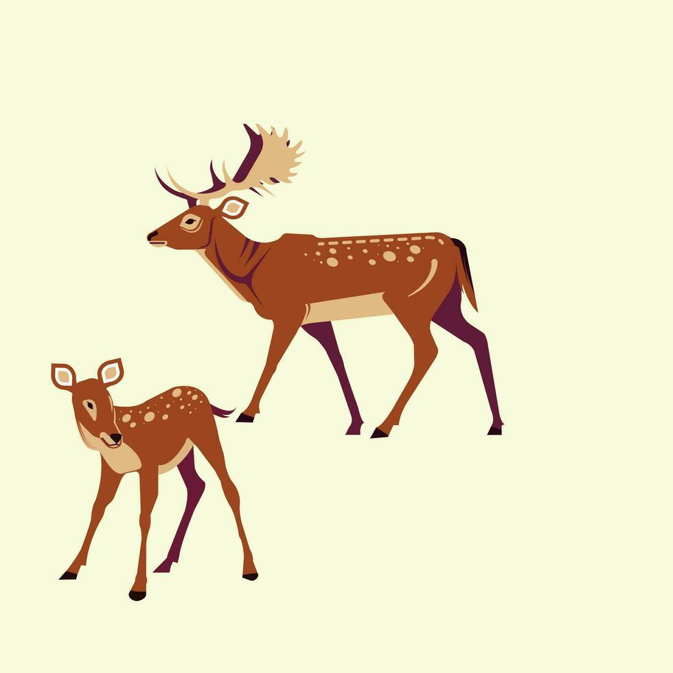 des illustrations de animaux cerfs dans le monde pour enfants éducation vecteur