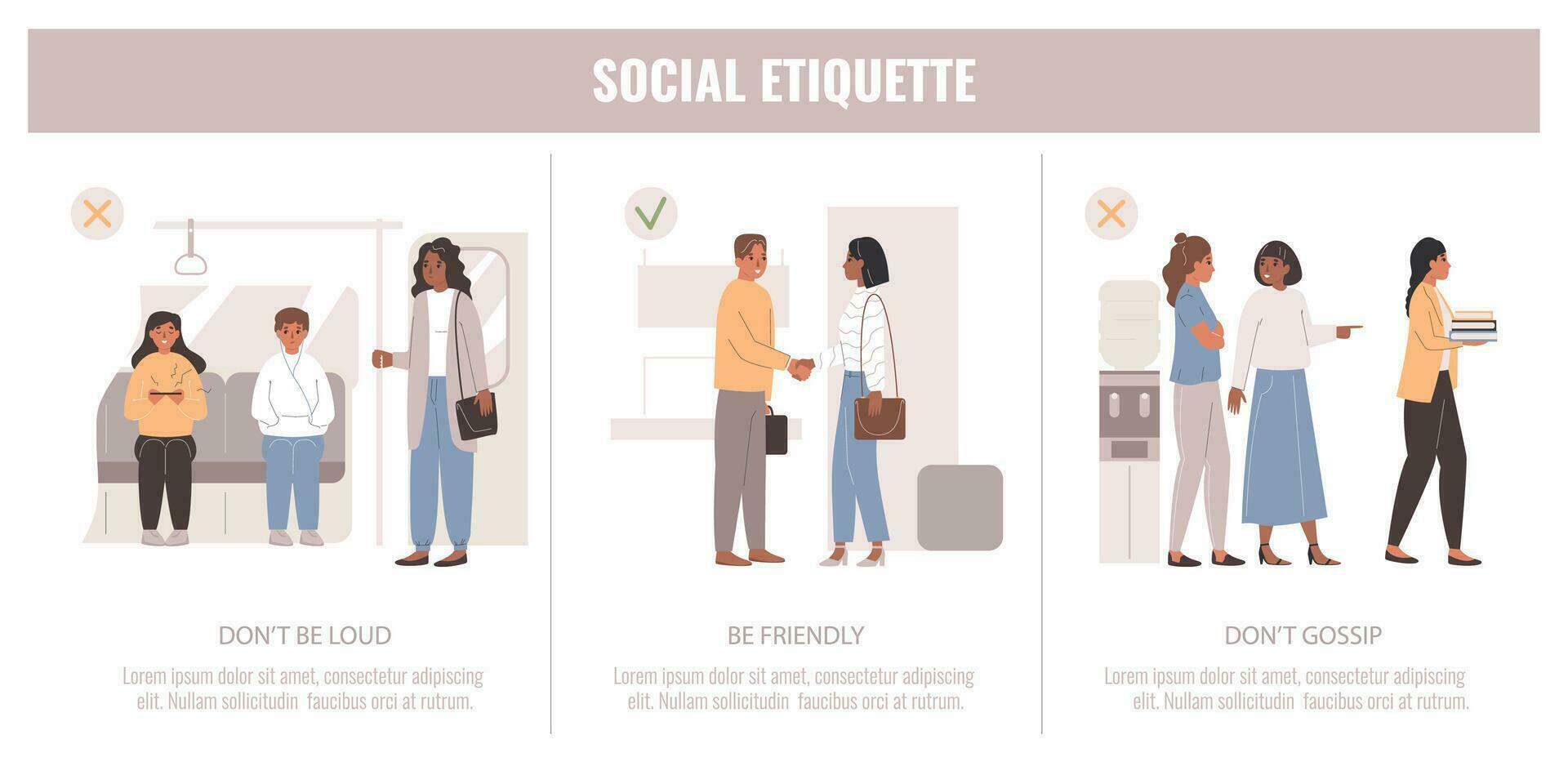 étiquette règles social infographie vecteur