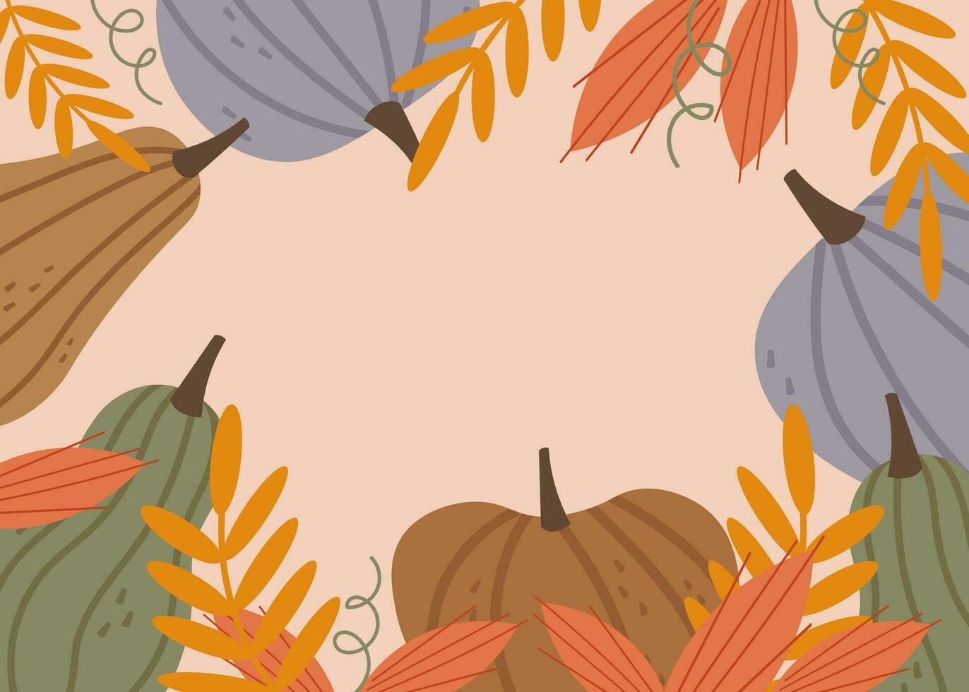 l'automne modèle avec citrouilles et l'automne les plantes vecteur illustration pour bannière, salutation carte, polygraphe, étiqueter. Contexte pour action de grâces jour, Halloween et l'automne vacances. conception élément