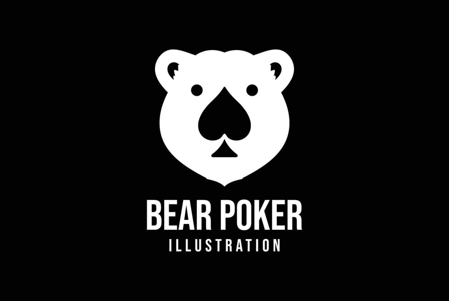 la glace ours tête visage avec ace bêche scoop pelle pour jeux d'argent poker Jeu pari icône illustration vecteur