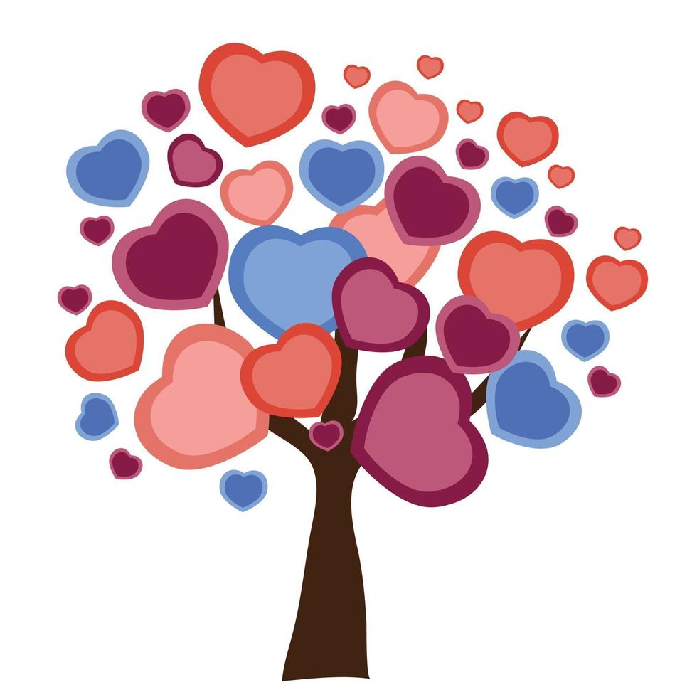 arbre d'amour avec des feuilles de coeur vecteur
