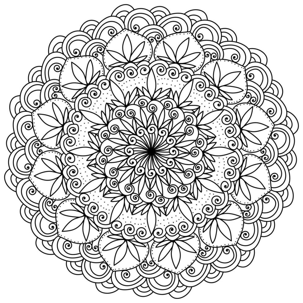 abstrait mandala avec lotus fleurs et fleuri motifs, des gamins et adultes coloration page vecteur