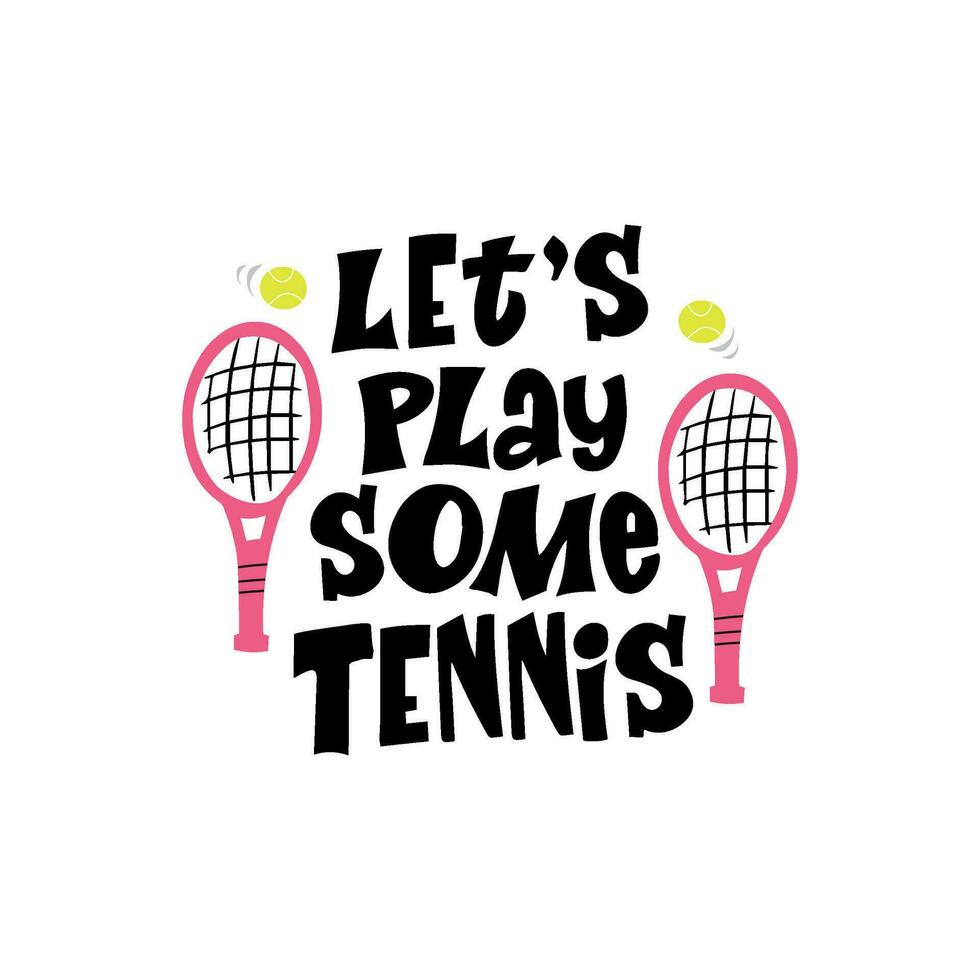 jouer tennis main tiré vecteur caractères Devis. de motivation sport slogans avec tennis des balles et raquette sur blanc Contexte. compétitif jeu, en bonne santé mode de vie concept.