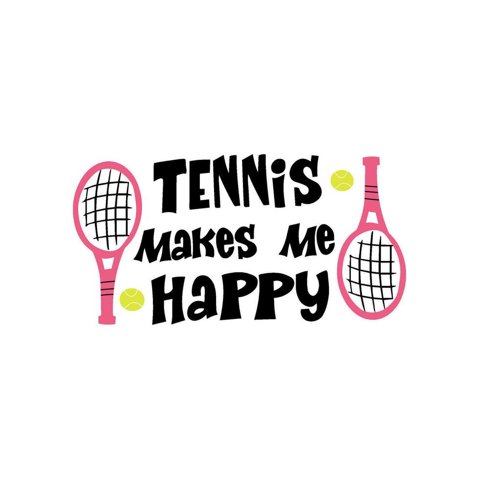 jouer tennis main tiré vecteur caractères Devis. de motivation sport slogans avec tennis des balles et raquette sur blanc Contexte. compétitif jeu, en bonne santé mode de vie concept.