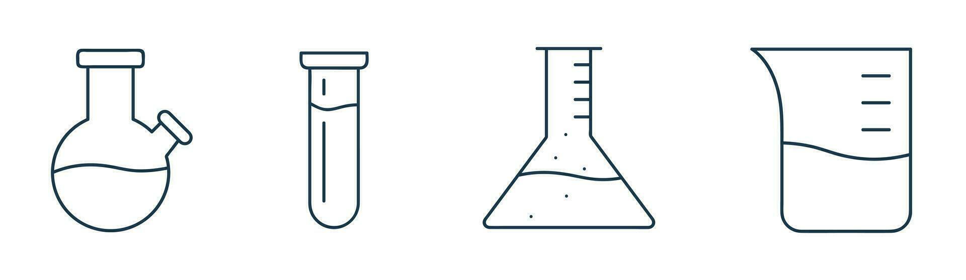 laboratoire verre icône vecteur. science, tester tube, comique ballon solide, et ligne illustration vecteur