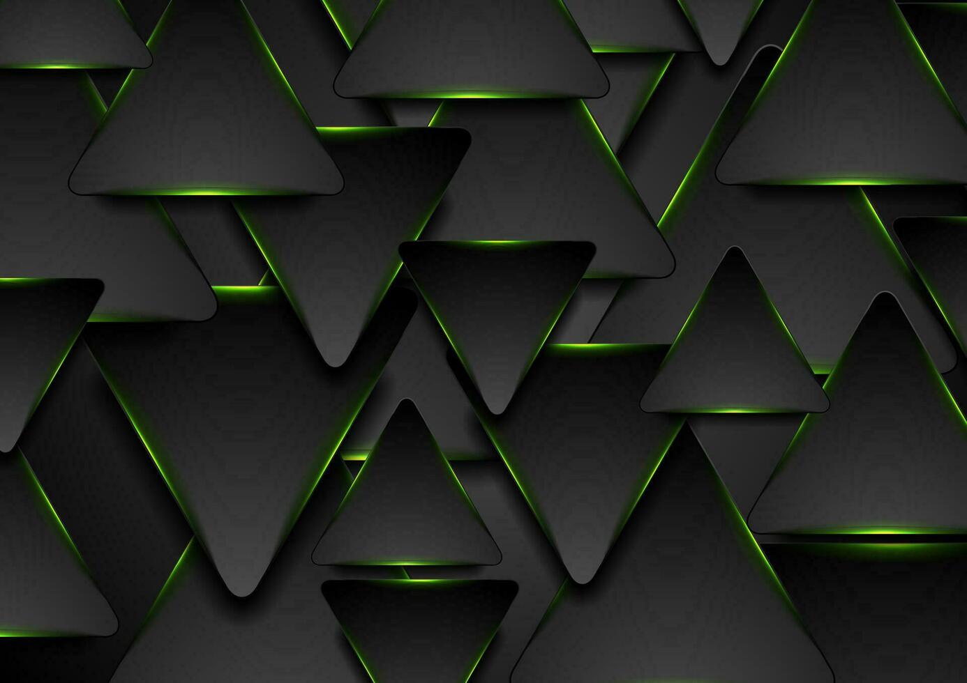 noir et embrasé vert Triangles abstrait Contexte vecteur