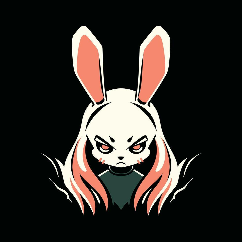 lapin tête mascotte logo pour esport. lapin T-shirt conception. lapin logo. lapin autocollant vecteur