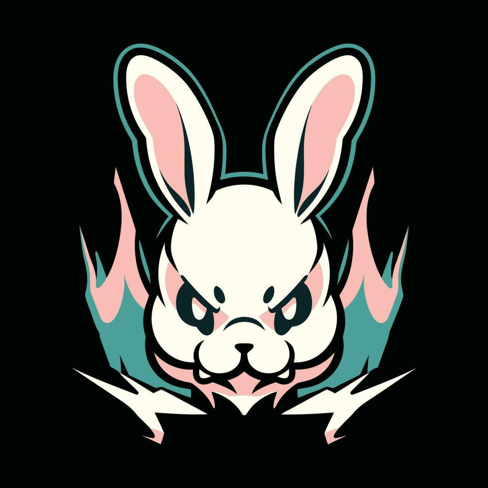 lapin tête mascotte logo pour esport. lapin T-shirt conception. lapin logo. lapin autocollant vecteur