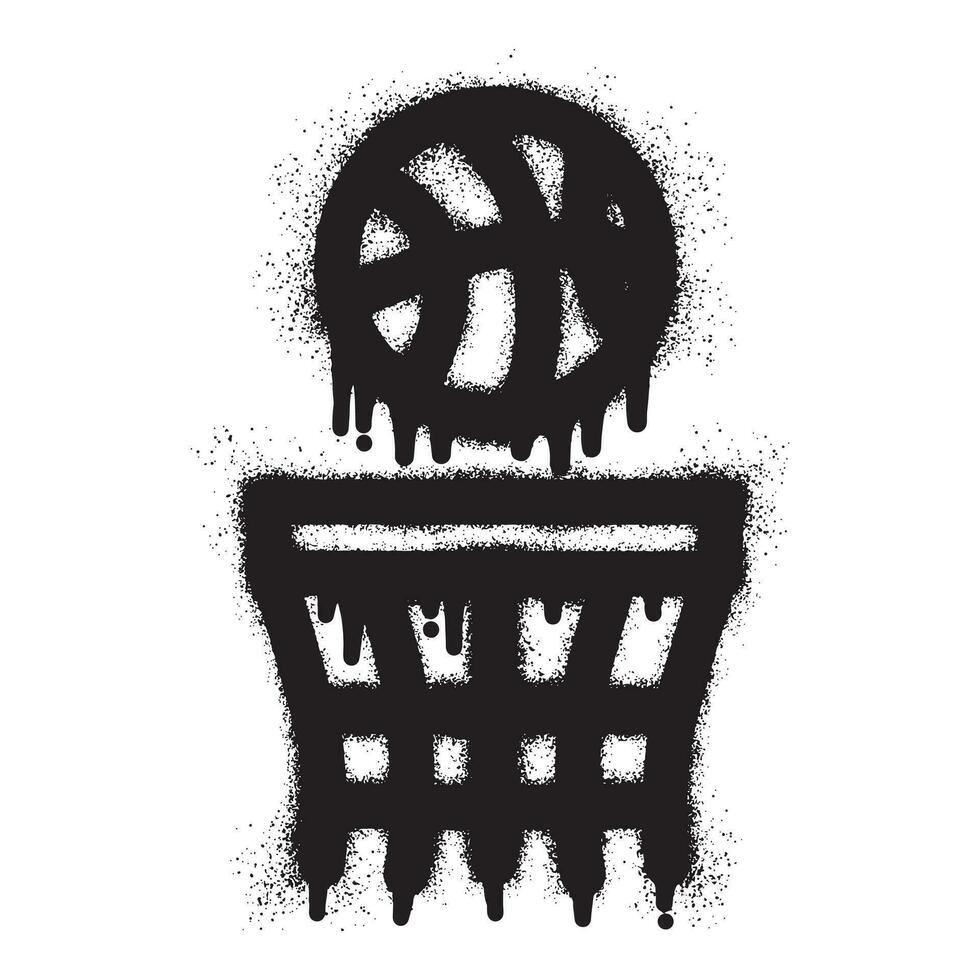 basketball icône graffiti avec noir vaporisateur peindre vecteur