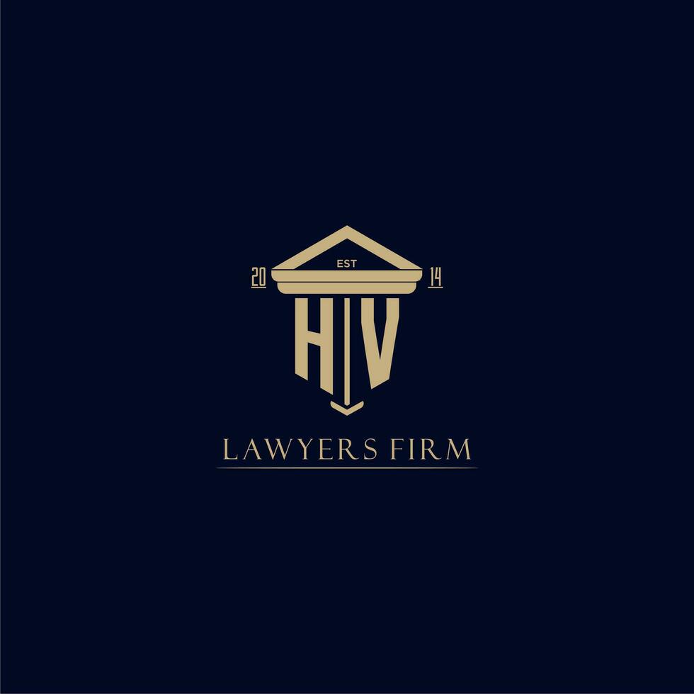 hv initiale monogramme cabinet d'avocats logo avec pilier conception vecteur