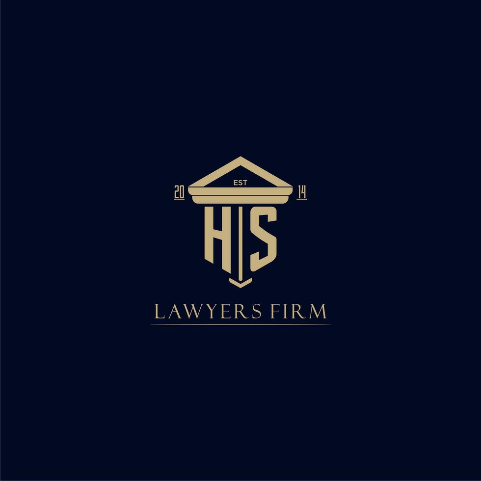 hs initiale monogramme cabinet d'avocats logo avec pilier conception vecteur