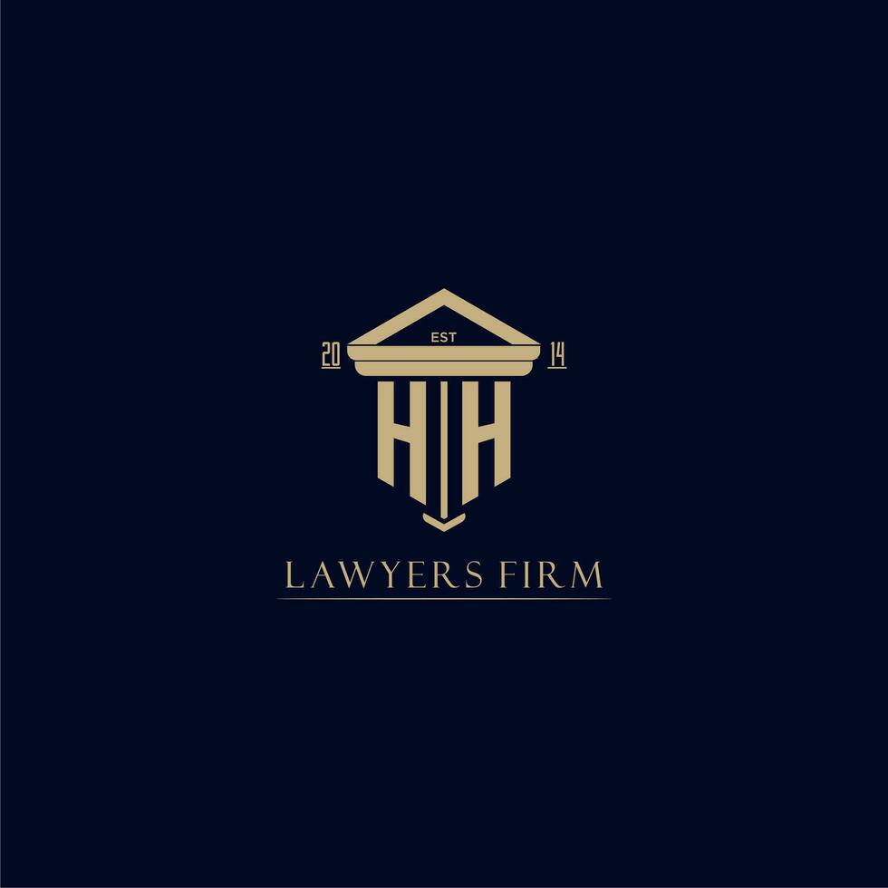 hh initiale monogramme cabinet d'avocats logo avec pilier conception vecteur