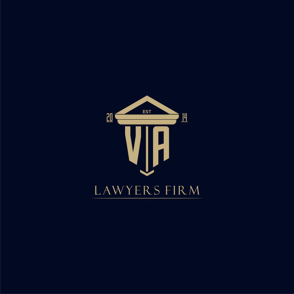 Virginie initiale monogramme cabinet d'avocats logo avec pilier conception vecteur