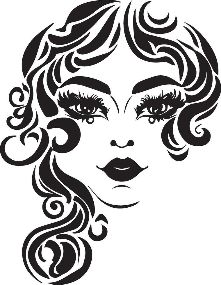 femmes visage tatouage conception illustration vecteur art