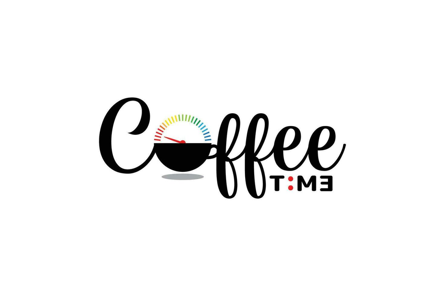 café temps caractères avec une combinaison de une tasse de café, Puissance mètre et magnifique caractères. c'est bien pour boisson logo, afficher dans café et restaurant, T-shirt, autocollant, etc. vecteur