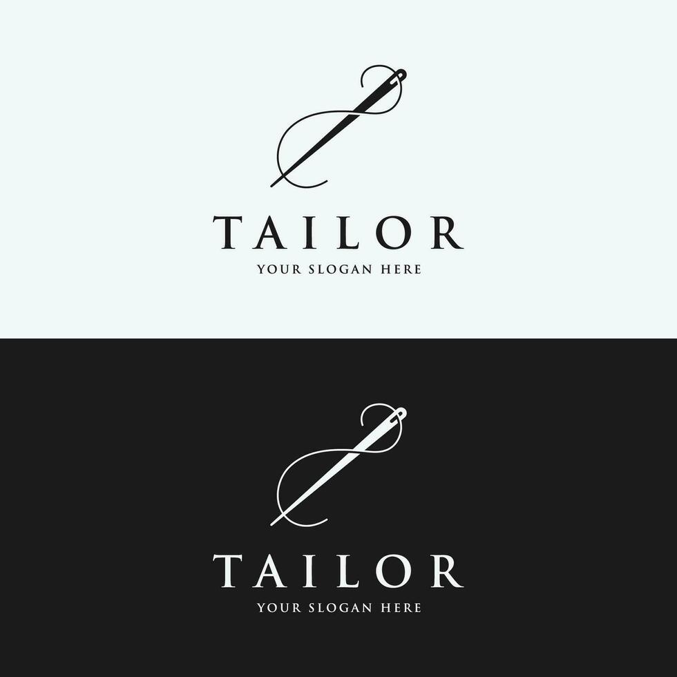 tailleur logo modèle conception avec aiguille et fil concept.logo pour tailleur, vêtements, boutique. vecteur