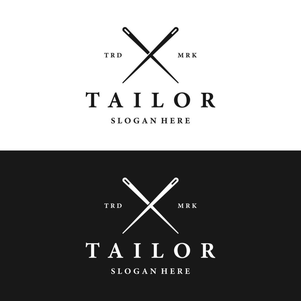 tailleur logo modèle conception avec aiguille et fil concept.logo pour tailleur, vêtements, boutique. vecteur